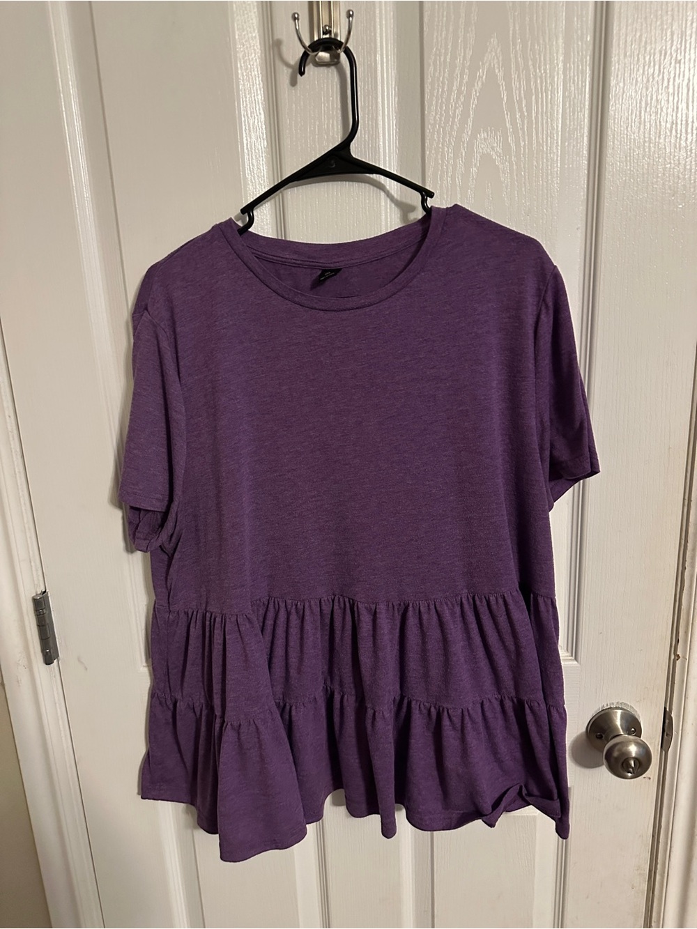 SHEIN Purple Tiered Ruffle Short Sleeve Top